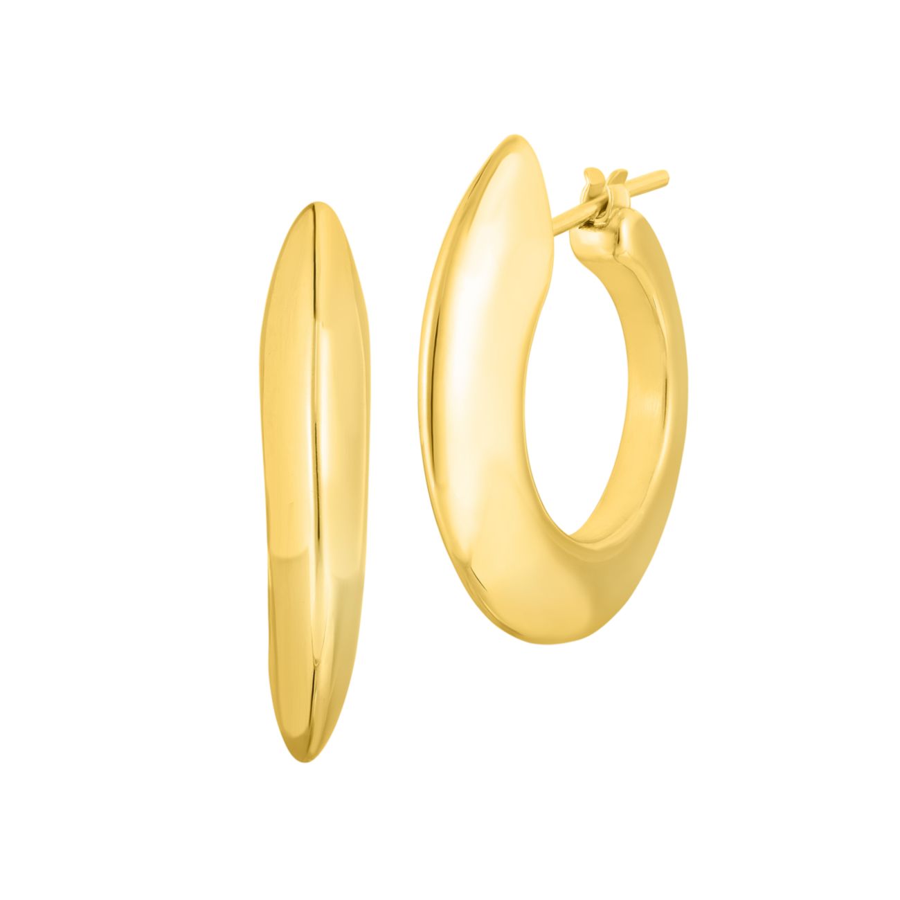 Дизайнерские широкие серьги-кольца из желтого золота 18 карат Roberto Coin