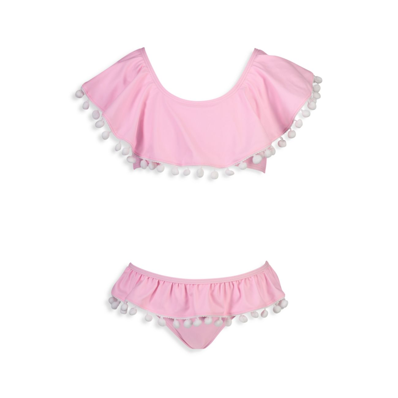 Маленькая девочка & amp; Двухкомпонентный купальный костюм с помпонами для девочек Flamingo Social Snapper Rock