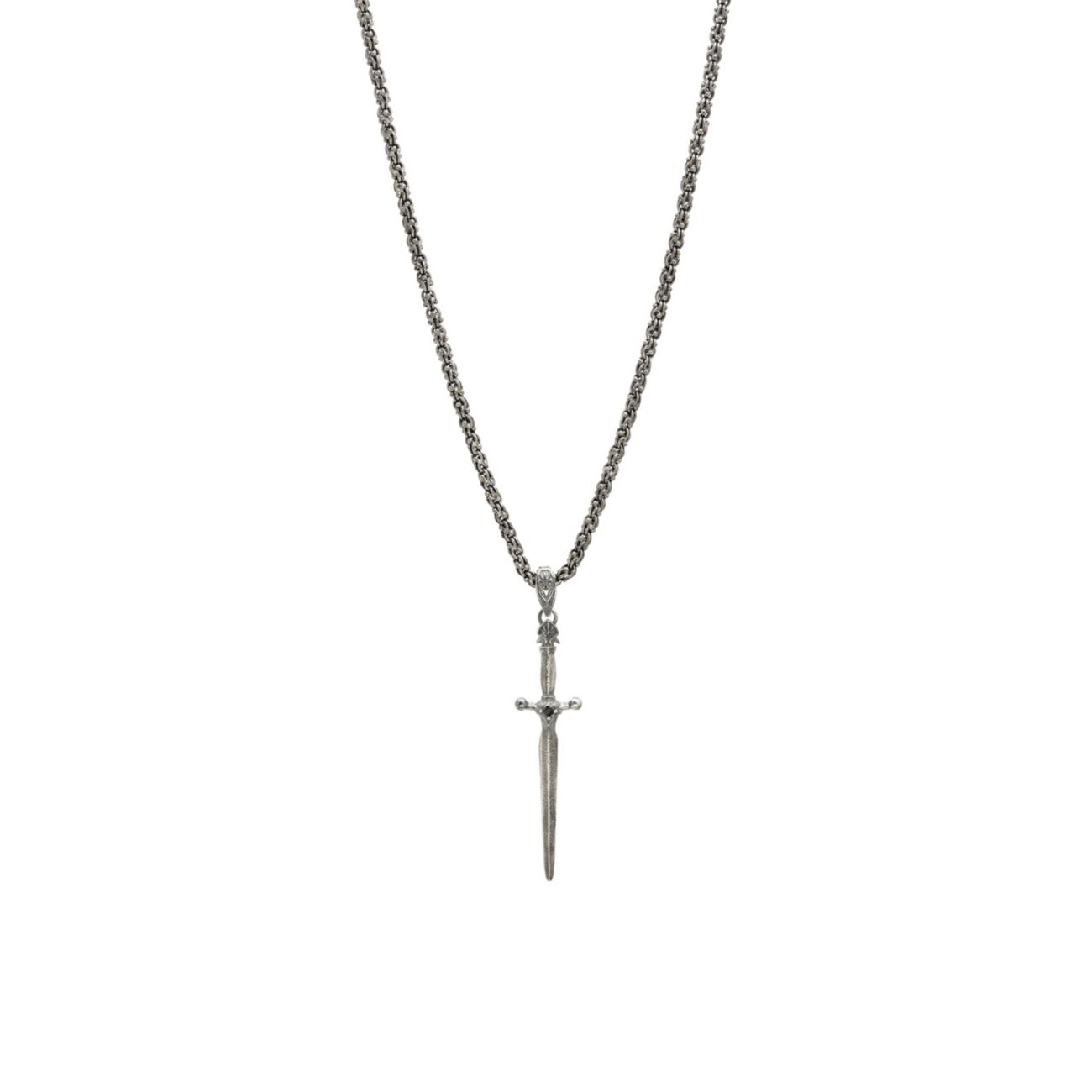 Черепа & amp; Кинжалы из стерлингового серебра & amp; Ожерелье с черным бриллиантом и черепом John Varvatos
