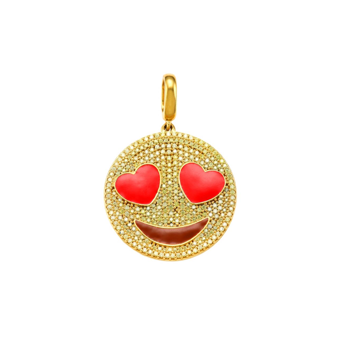 Серебро 925 пробы, позолоченное золото & amp; Кубический цирконий Heart Eyes Emoji Charm Judith Leiber