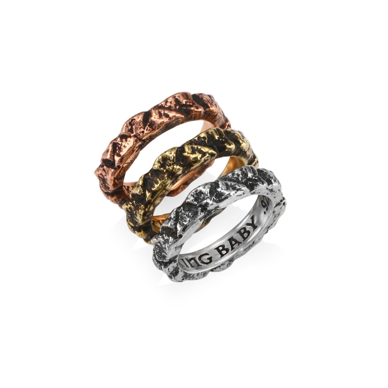 Sterling Silver Temple Ruin Multicolored Stacking Rings King Baby Studio