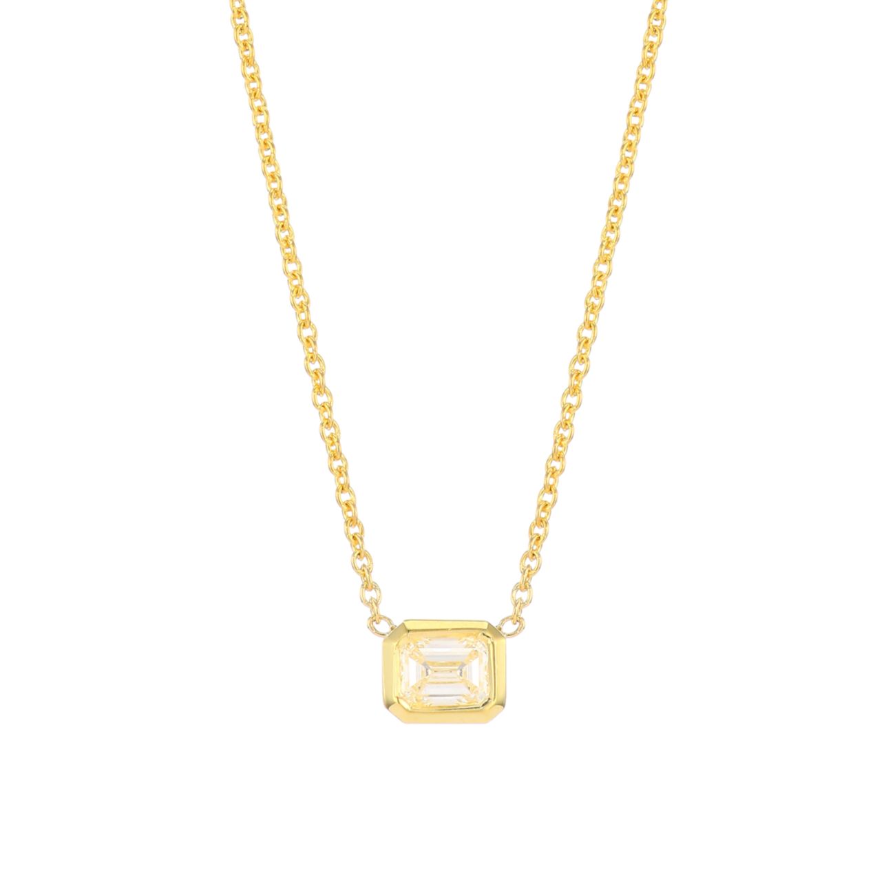 Tiny Treasures, желтое золото 18 карат и amp; Ожерелье с подвеской изумрудной огранки с бриллиантом Roberto Coin