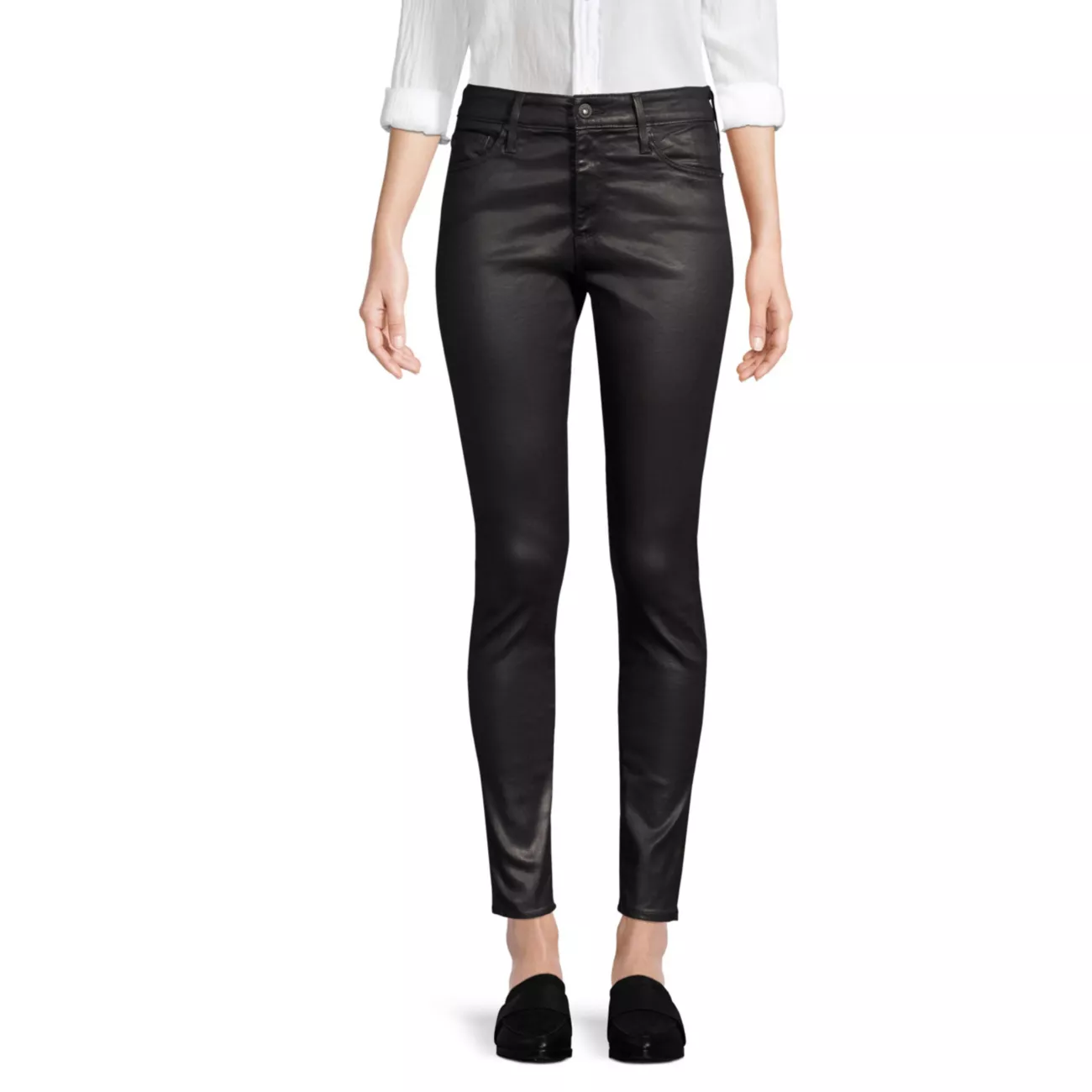 Farrah High-Rise Ankle Faux Leather Skinny Pants AG Jeans