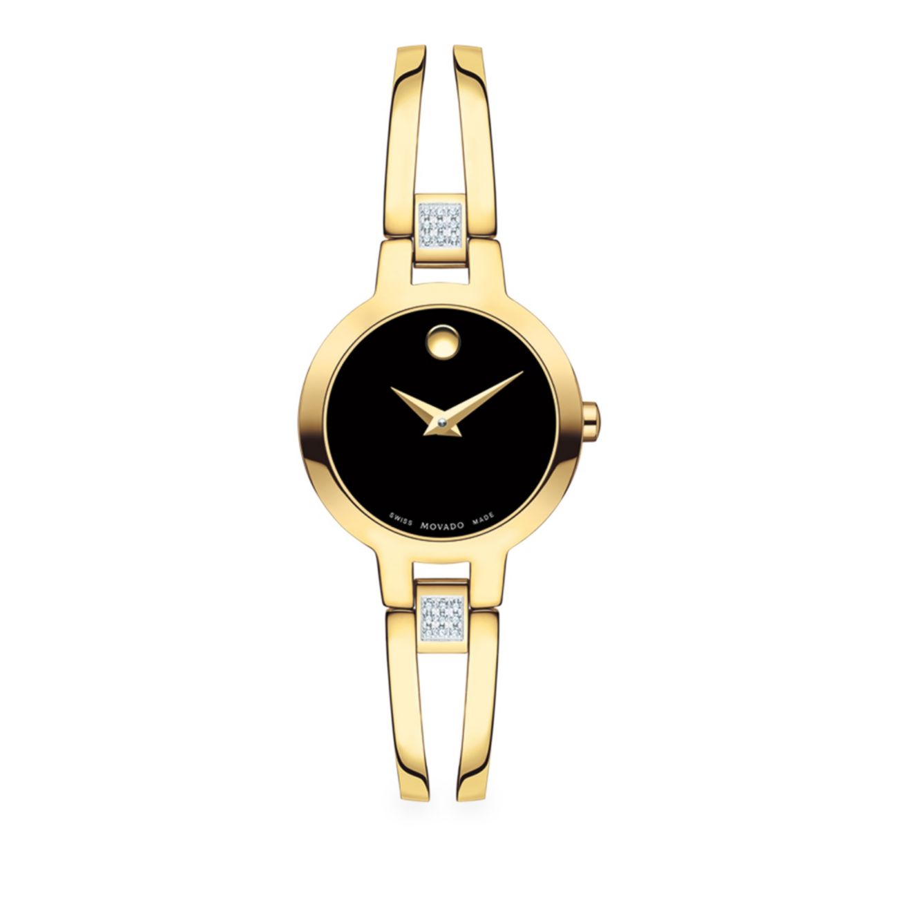 Amorosa Bangle Goldtone & amp; Часы с бриллиантовым браслетом Movado