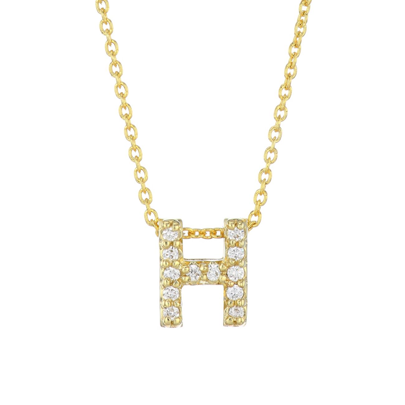 Tiny Treasures Diamond & amp; Ожерелье с подвеской H из желтого золота 18 карат Roberto Coin