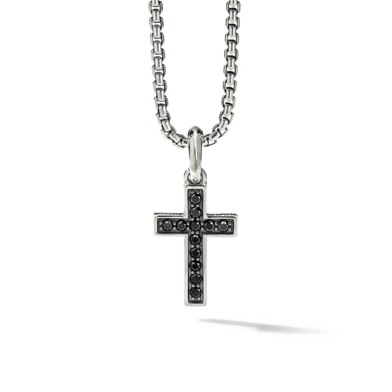 Коллекция Pavé из стерлингового серебра и серебра Подвеска Pavé Black Diamond Cross Enhancer David Yurman