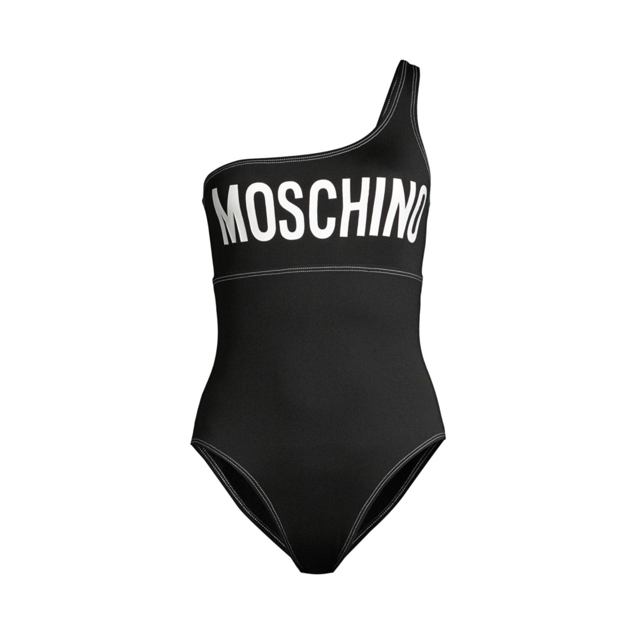 Сплошной купальник на одно плечо с логотипом Moschino