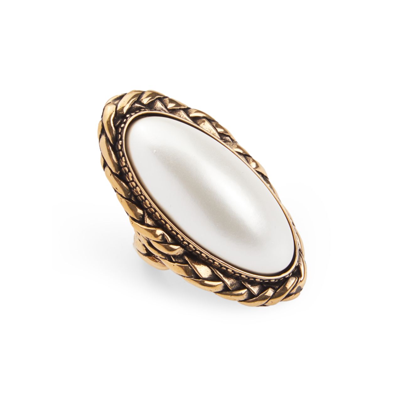 Коктейльное кольцо с жемчужным камнем Alexander McQueen