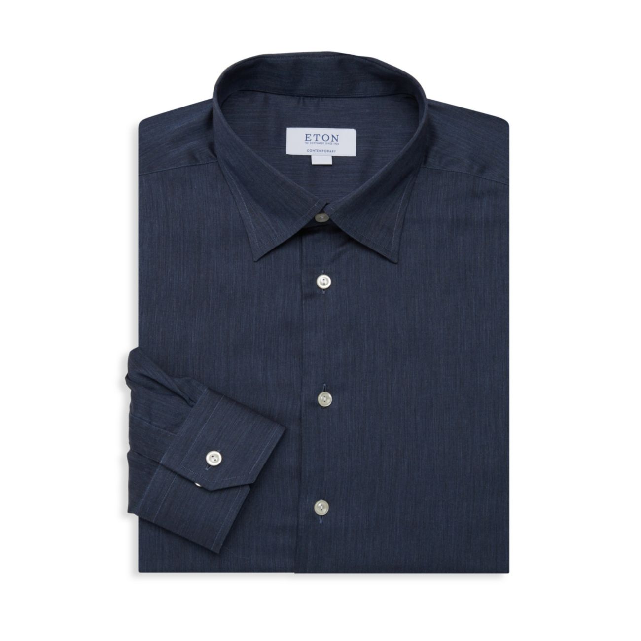 Однотонная классическая рубашка из фланелевой ткани Contemporary Fit Eton