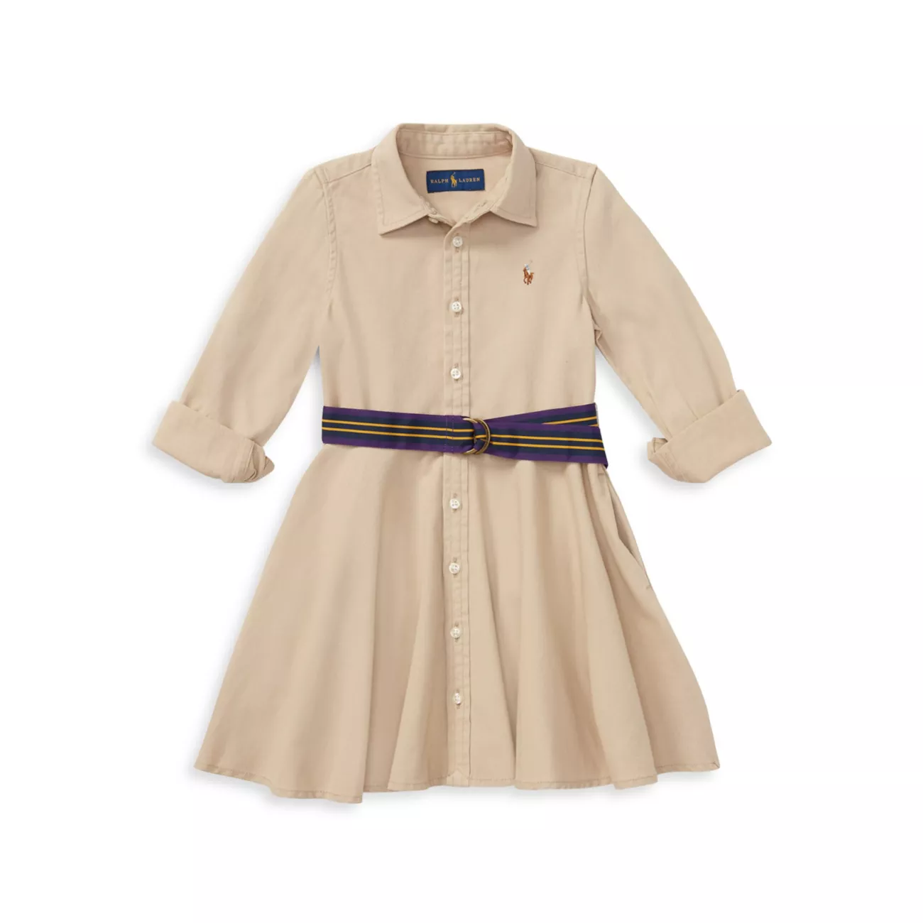 Маленькая девочка & amp; Платье чинос для девочек с поясом Polo Ralph Lauren