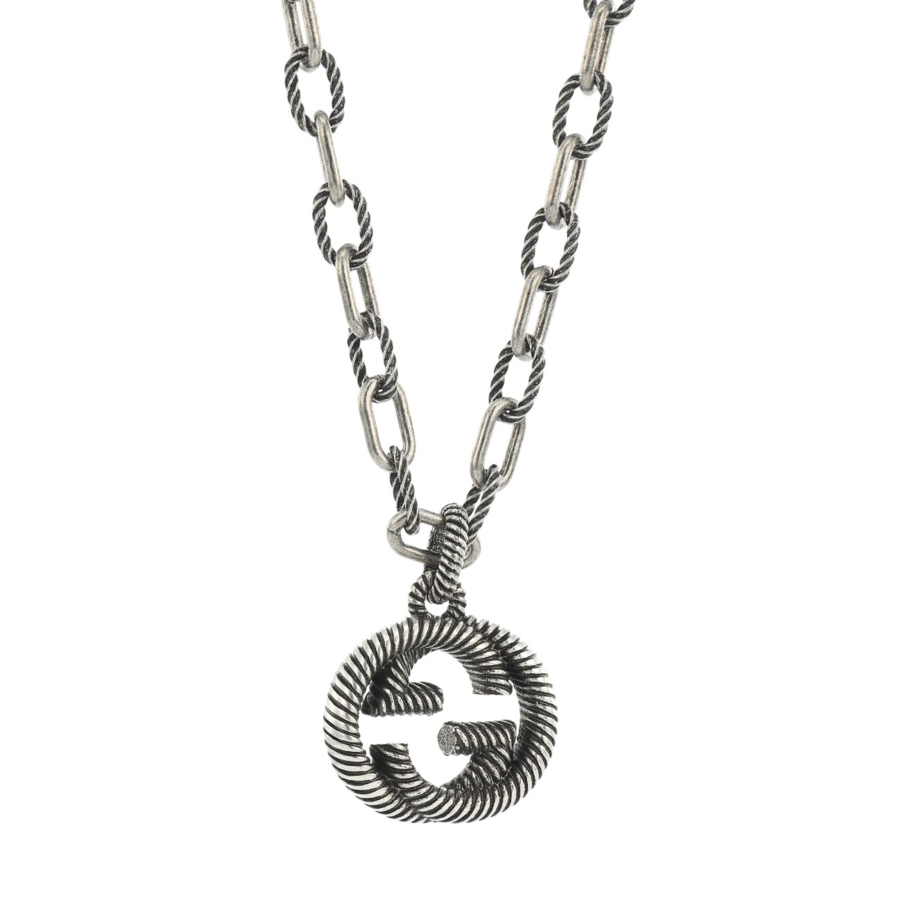Sterling Silver Interlock Chain Necklace GUCCI