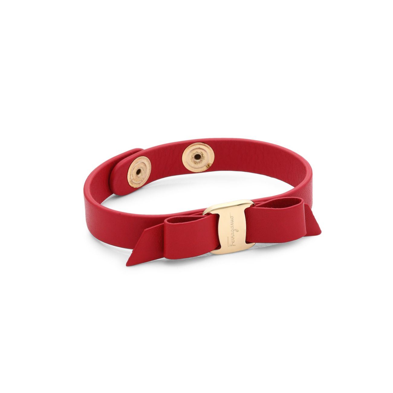 Vara Bow Red Leather Bracelet Salvatore Ferragamo
