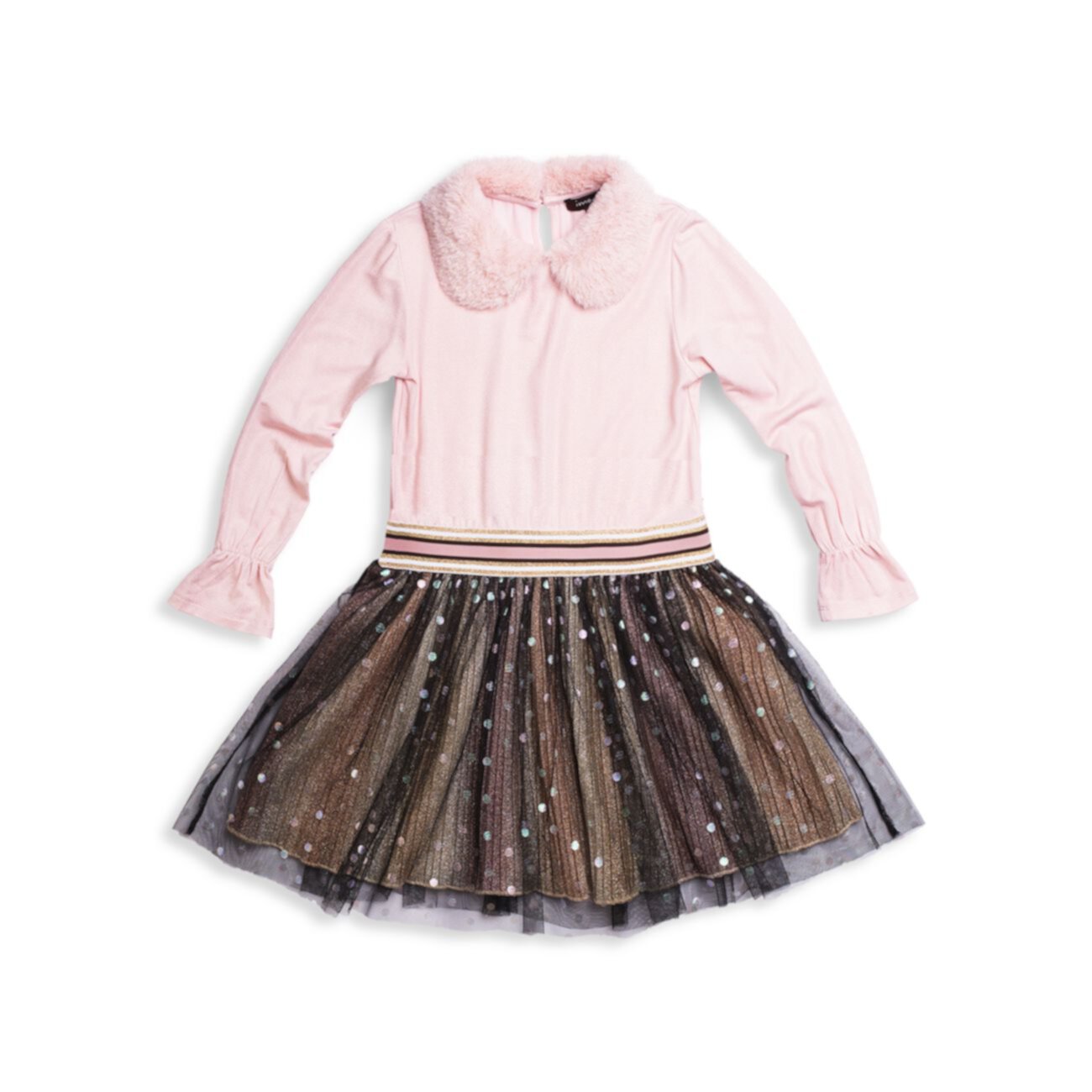 Комплект свитера и юбки для маленьких девочек из двух предметов с воротником из искусственного меха Imoga
