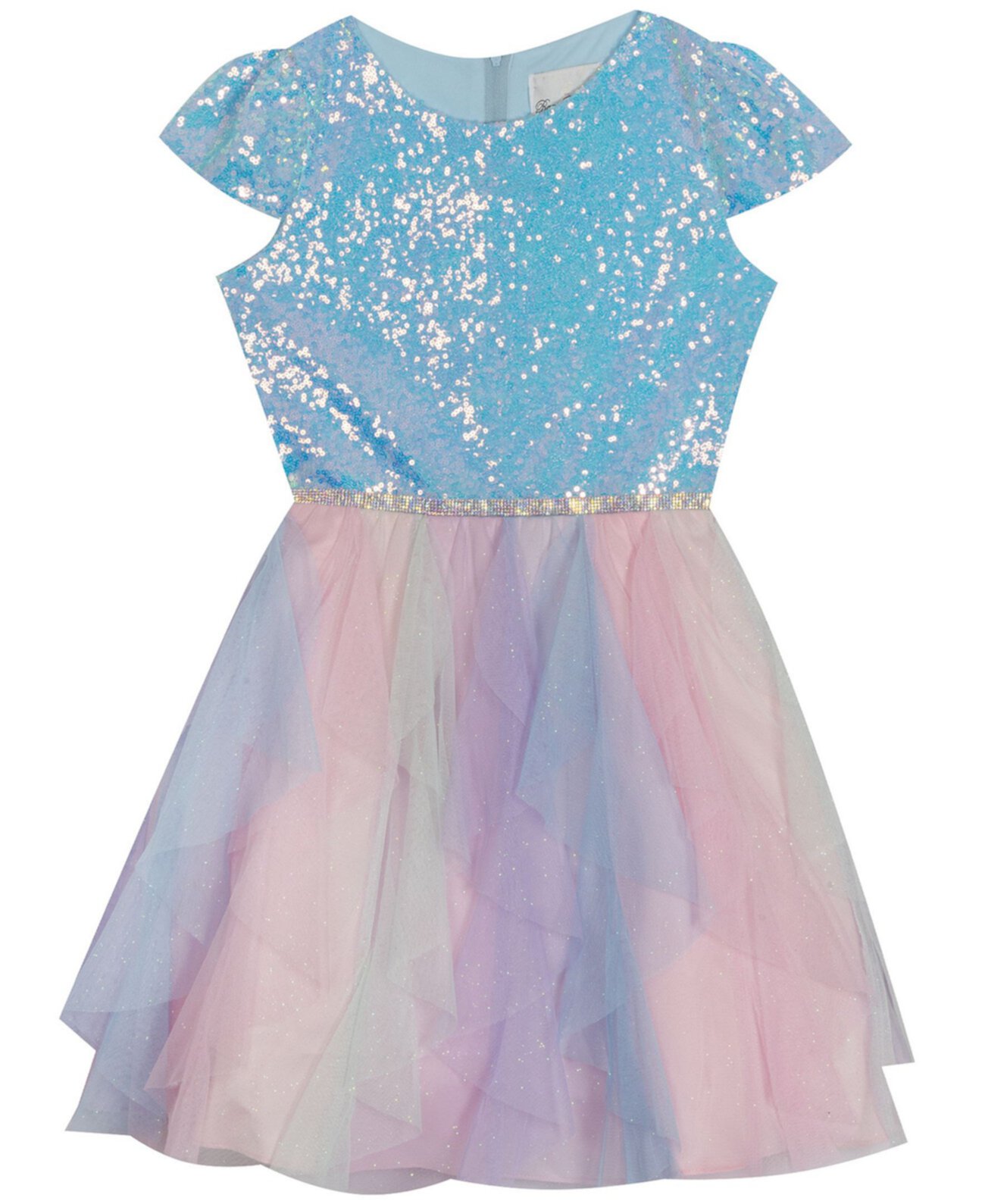 Платье-юбка с блестками и каскадной сеткой для больших девочек Rare Editions