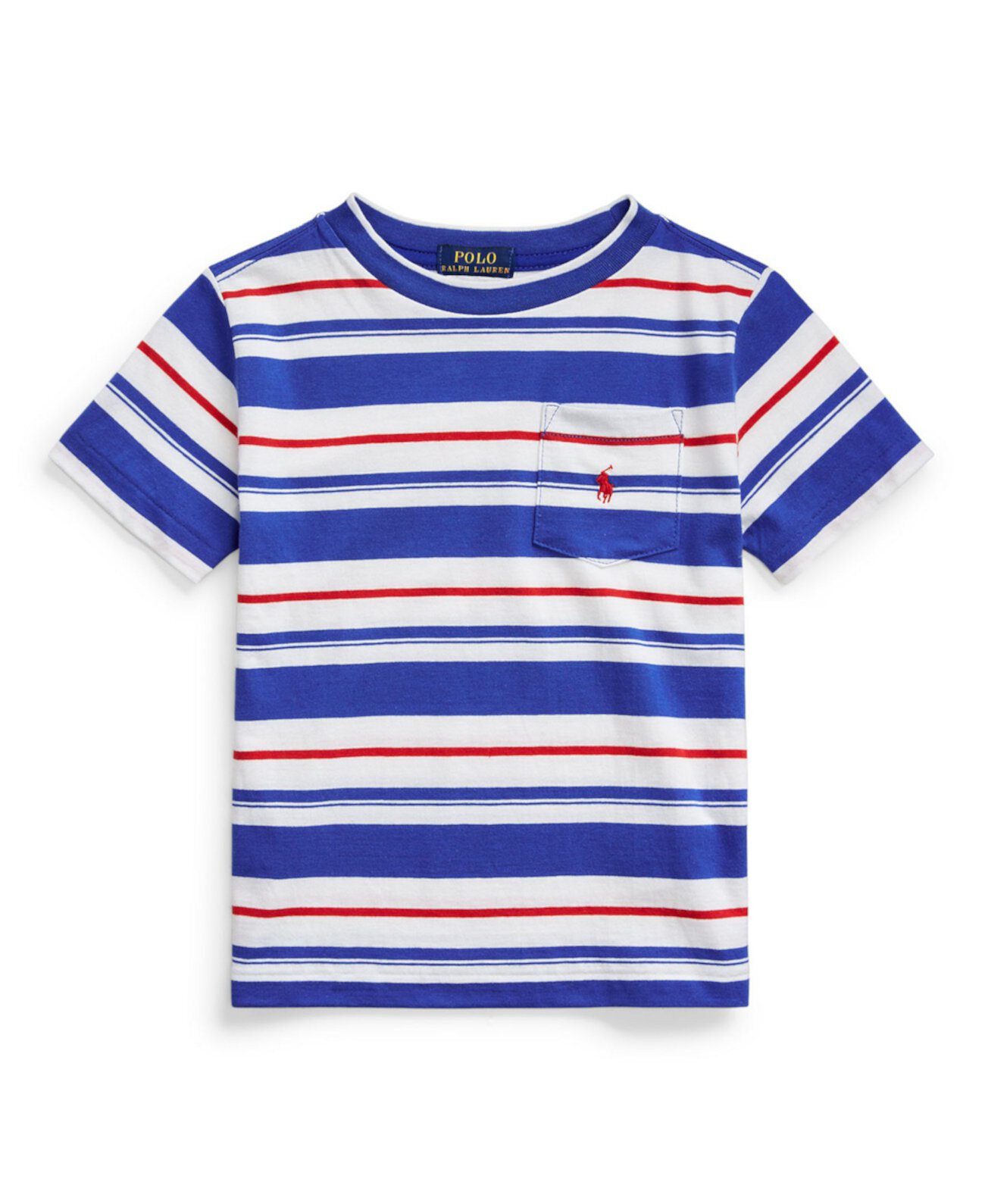 Полосатая хлопковая футболка с карманом для маленьких мальчиков Ralph Lauren