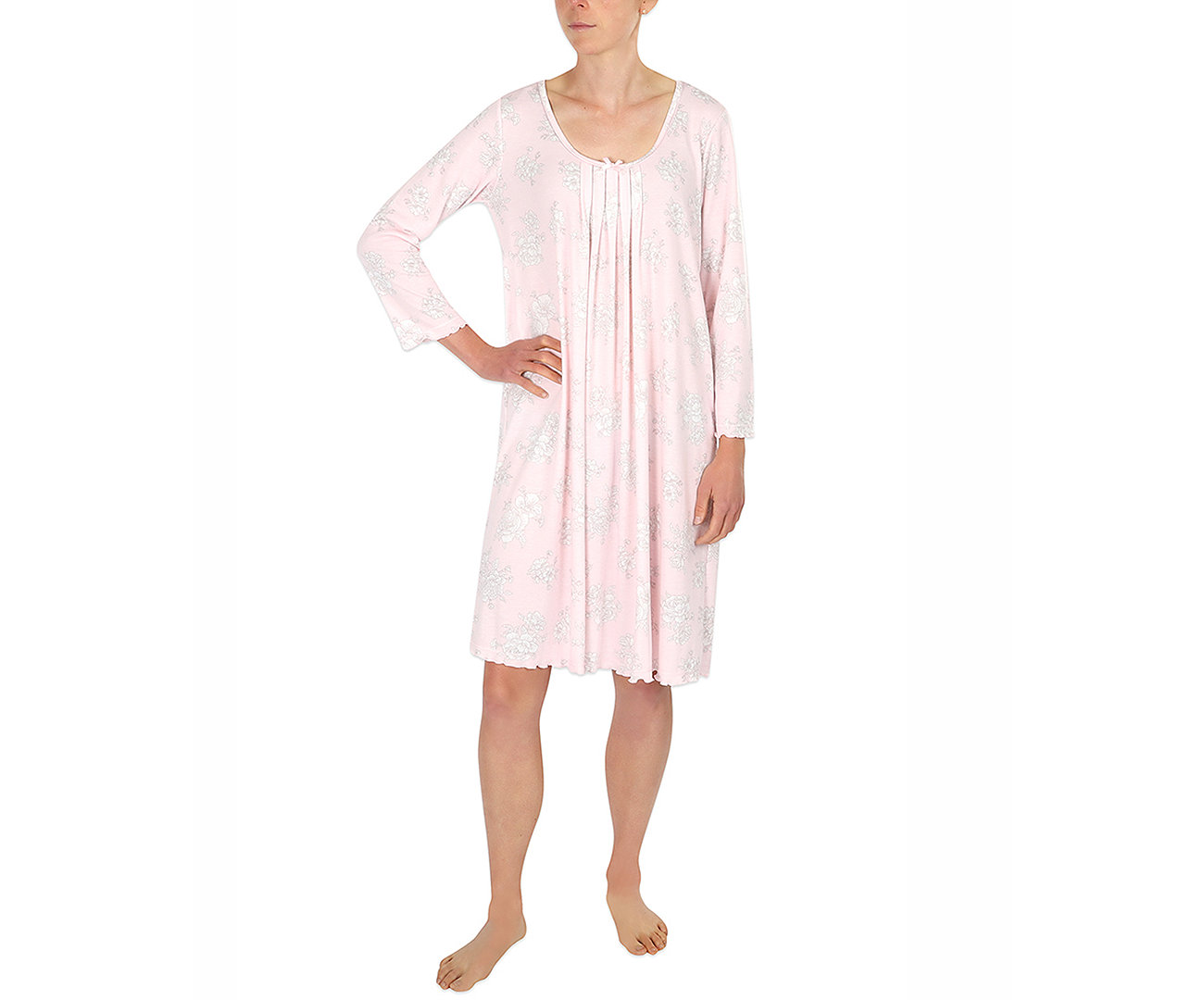 Etched Floral Short Knit Nightgown Miss Elaine