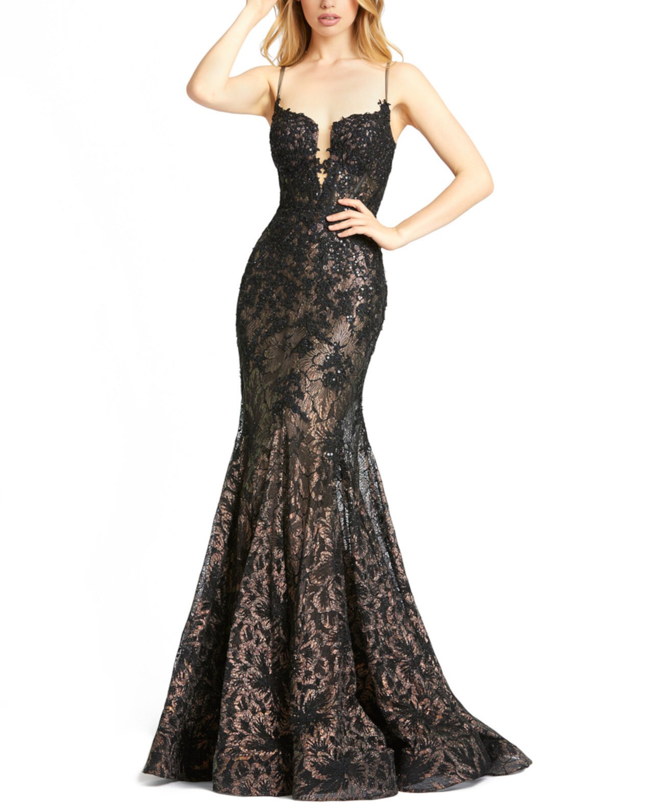 Sequin Lace Corset Gown MAC DUGGAL