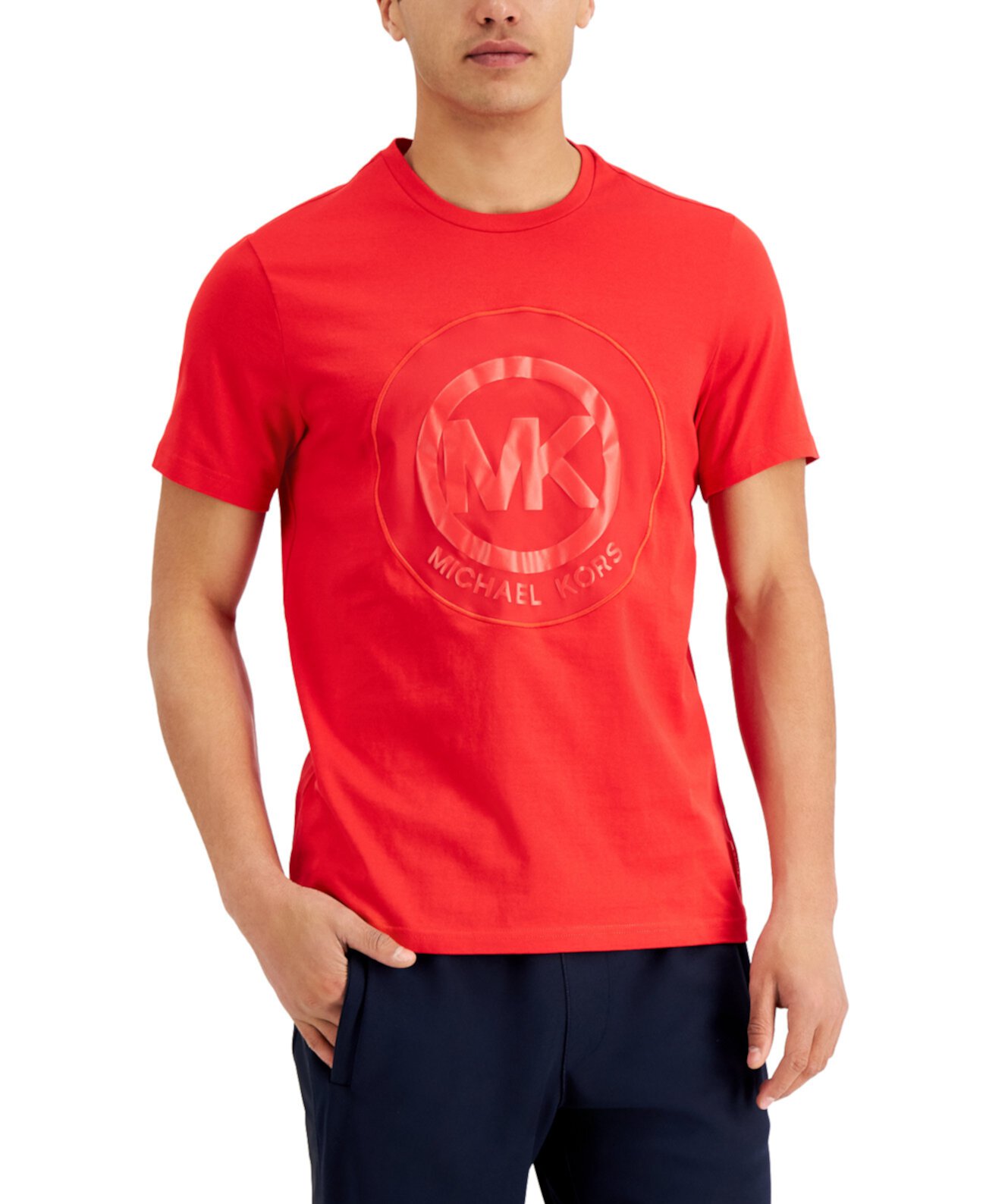Мужская атласная футболка с логотипом и аппликацией Michael Kors