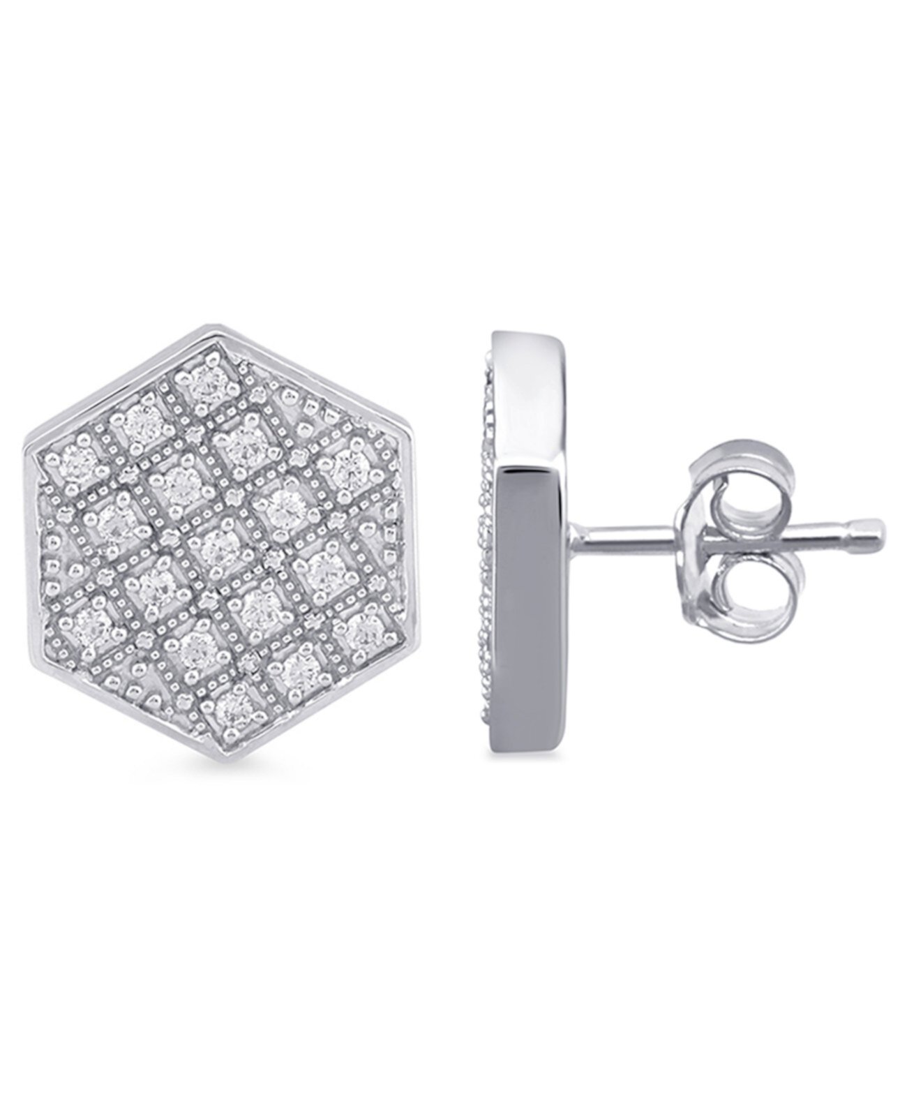 Мужские серьги-гвоздики с шестигранной головкой и бриллиантами (1/2 карата) из стерлингового серебра Macy's