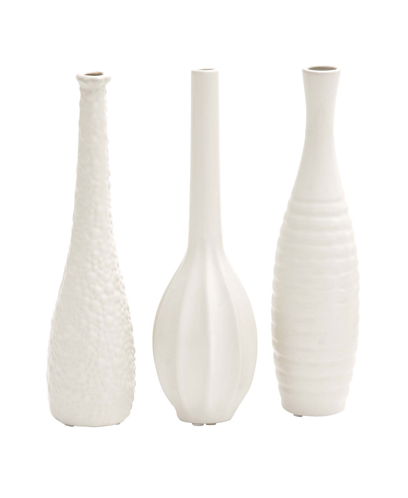 Высокие керамические вазы-бутоны в современном стиле с текстурной отделкой, набор из 3 шт. CosmoLiving