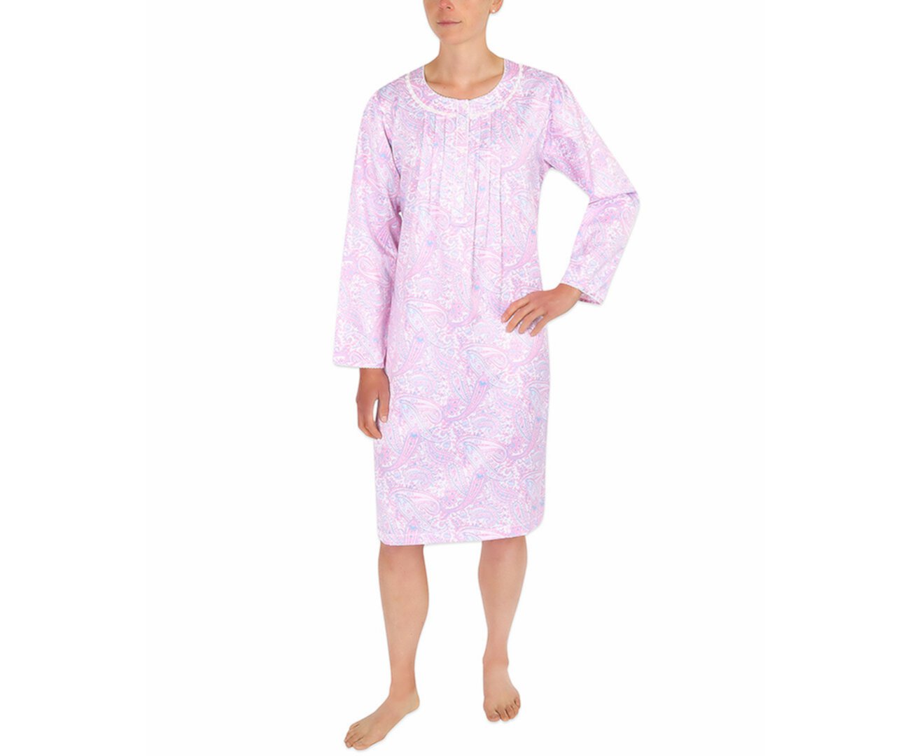 Petite Brushed-Back Satin Printed Nightgown Miss Elaine