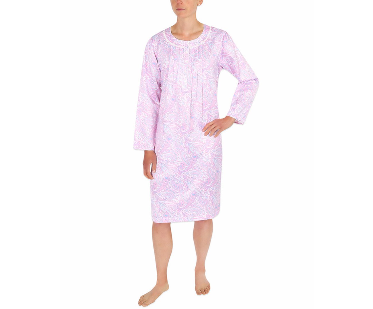 Brushed-Back Satin Printed Nightgown Miss Elaine