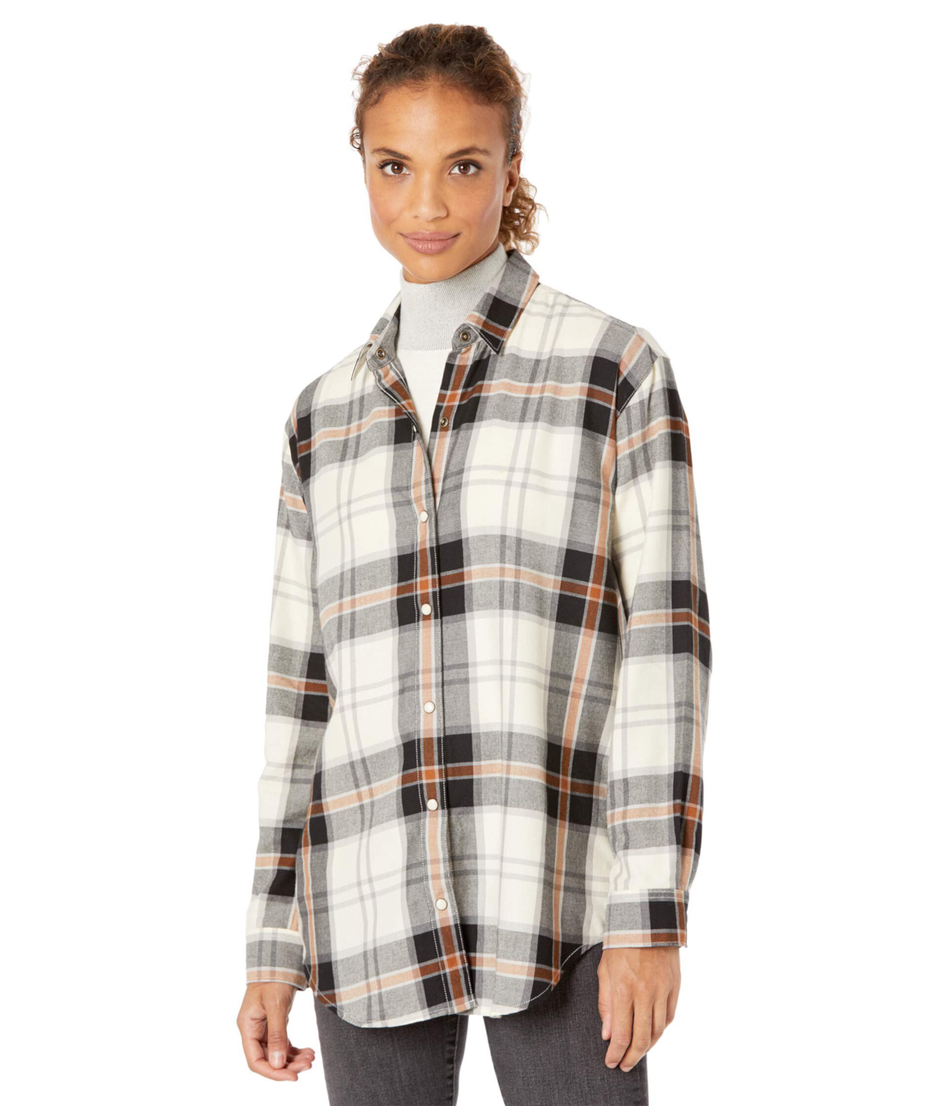 Fremont Flannel Long Sleeve Snap Front Tunic Eddie Bauer