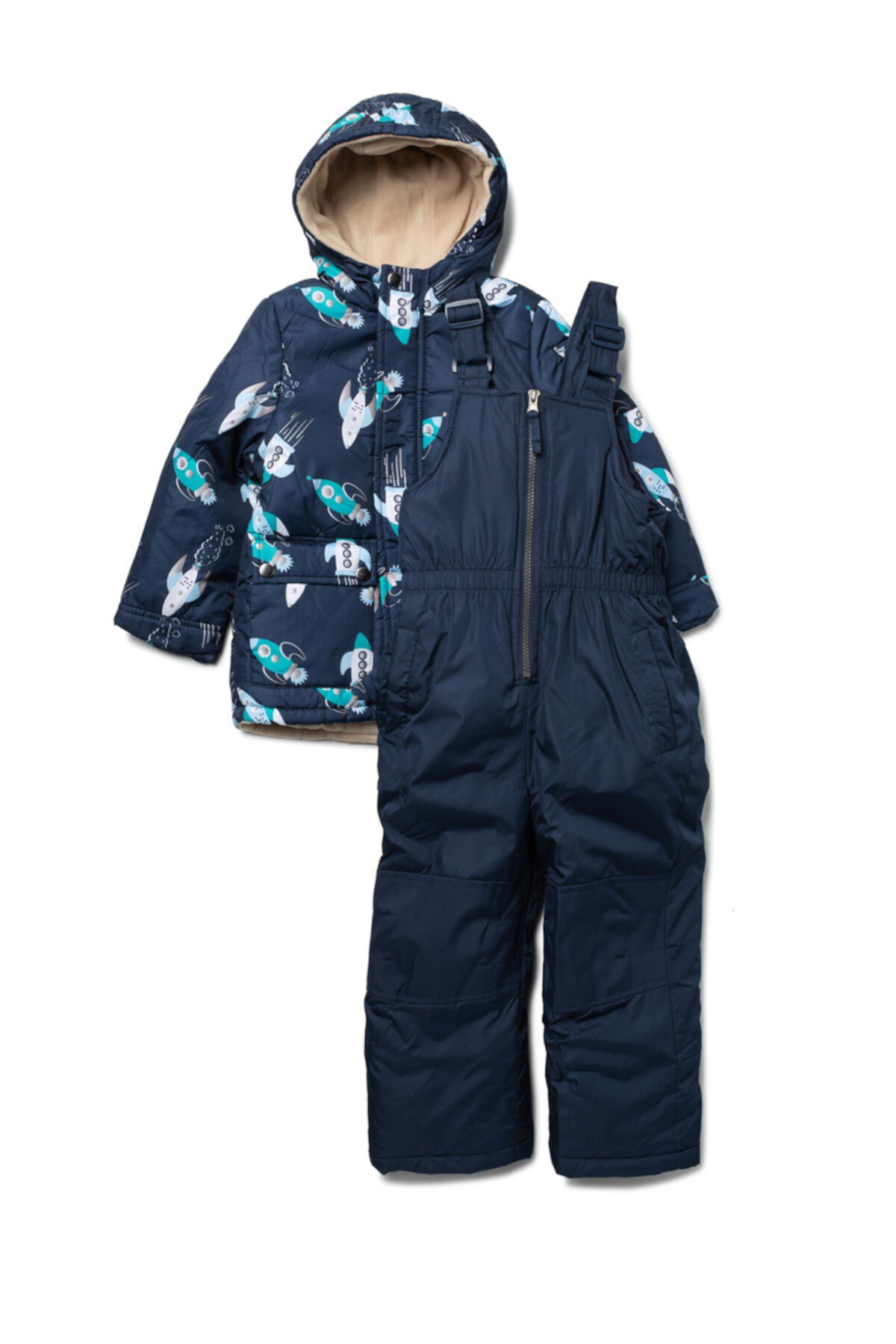 Rocket Print Insulated Jacket & Snow Suit Set (Little Boys) Wippette