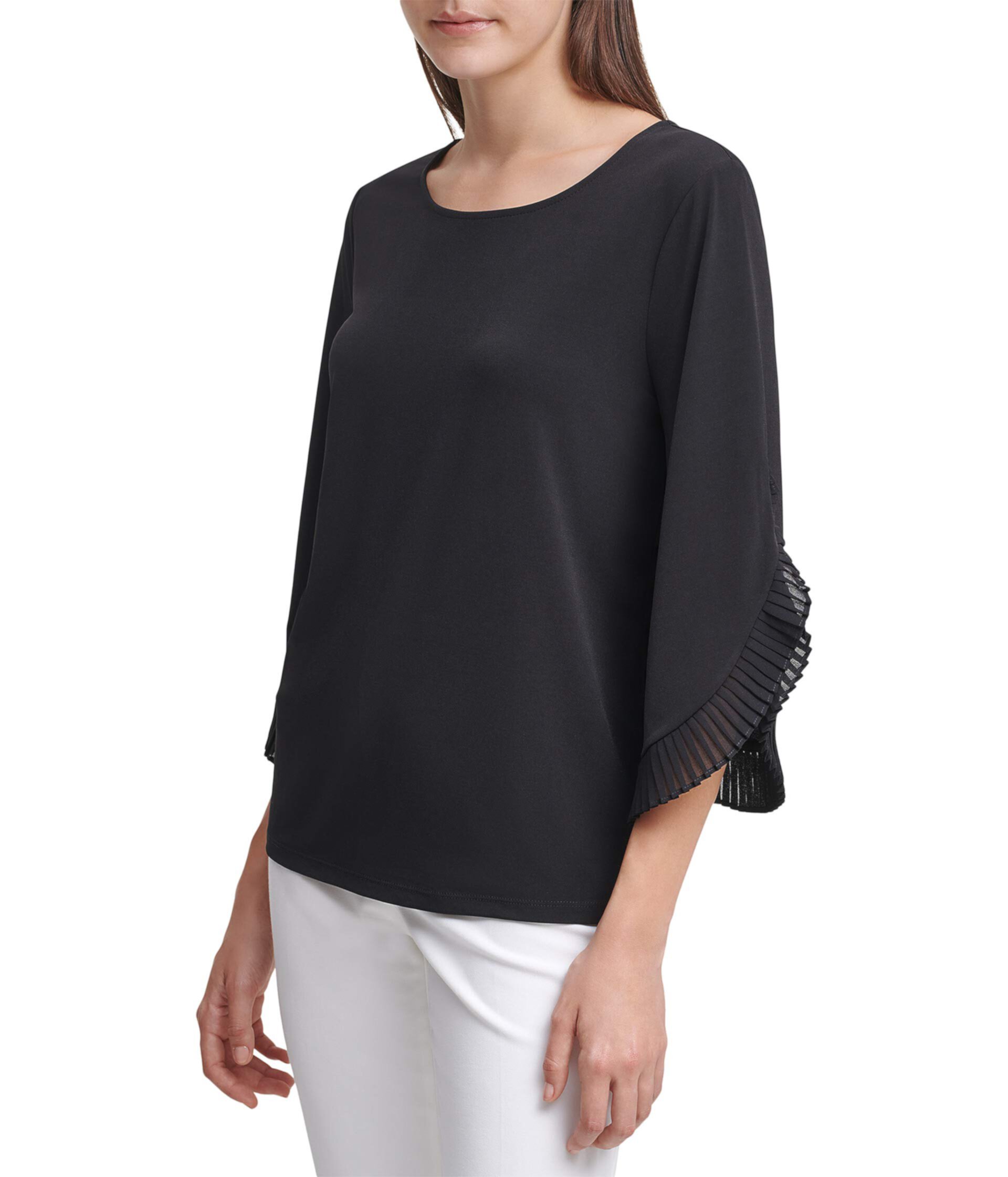Длинная шифоновая блуза с рукавом тюльпан Calvin Klein