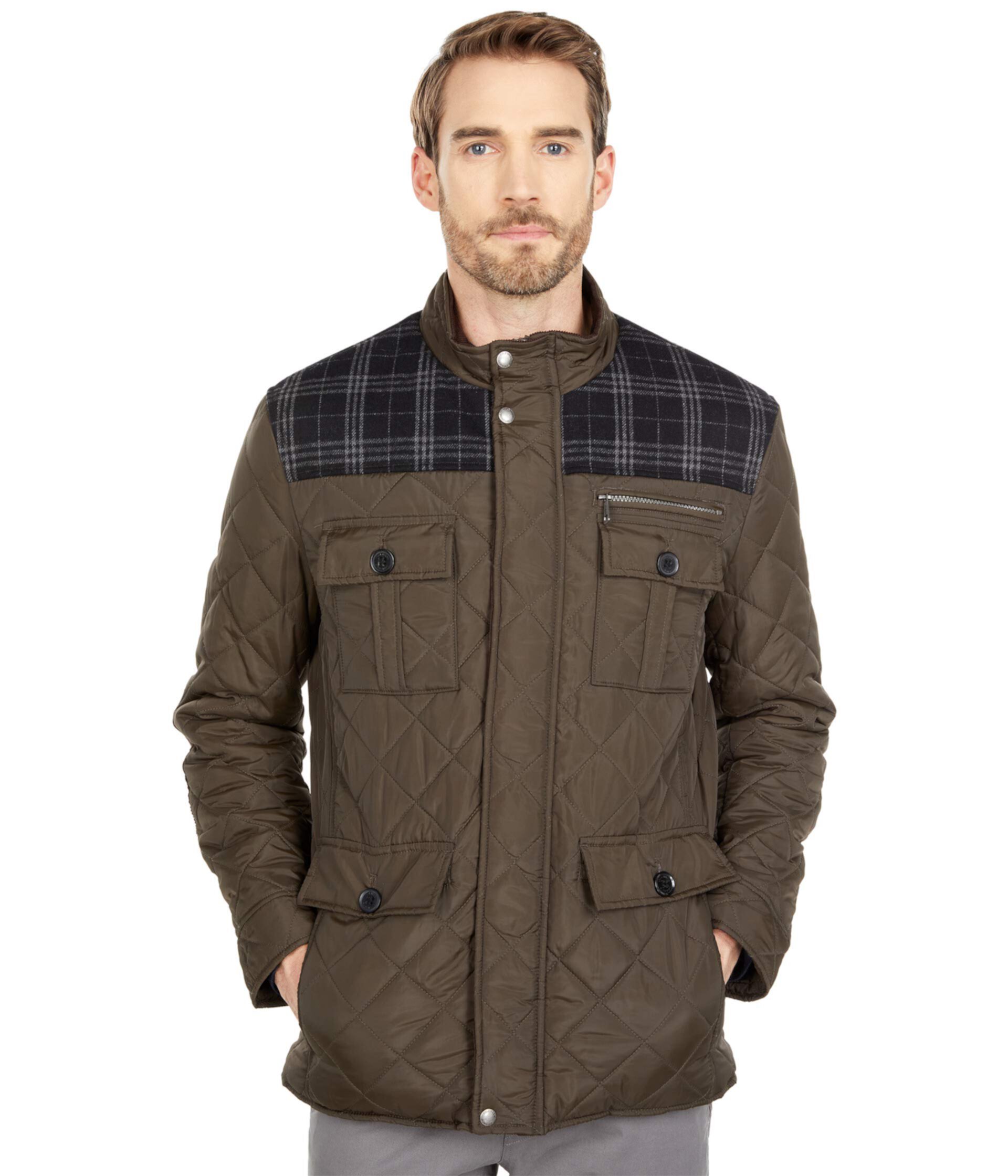 Мужской Пуховик Cole Haan 29" Essential Quilt Mixed Media Multi Pocket Jacket Cole Haan