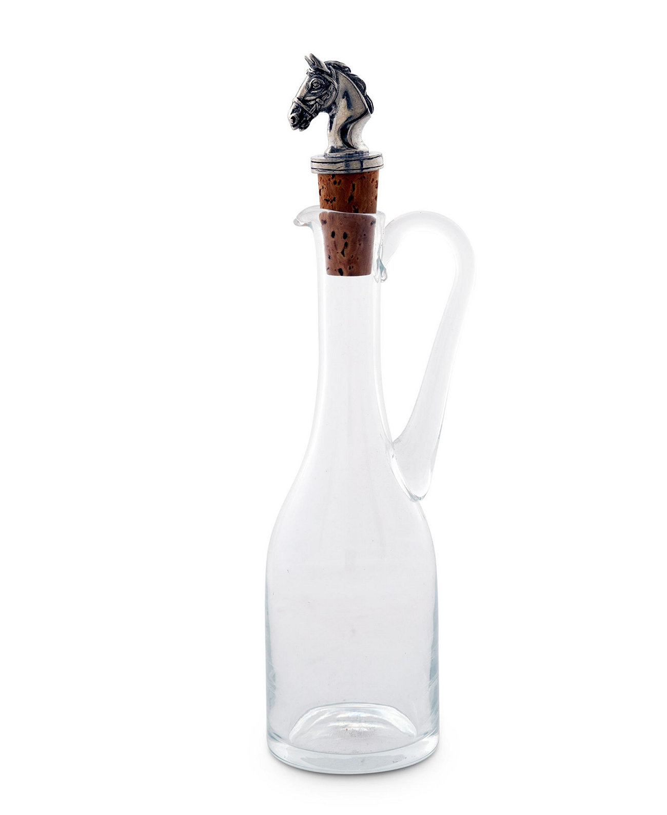 Выдувная стеклянная бутылка на 5 унций с пробкой и цельной оловянной головой лошади Vagabond House