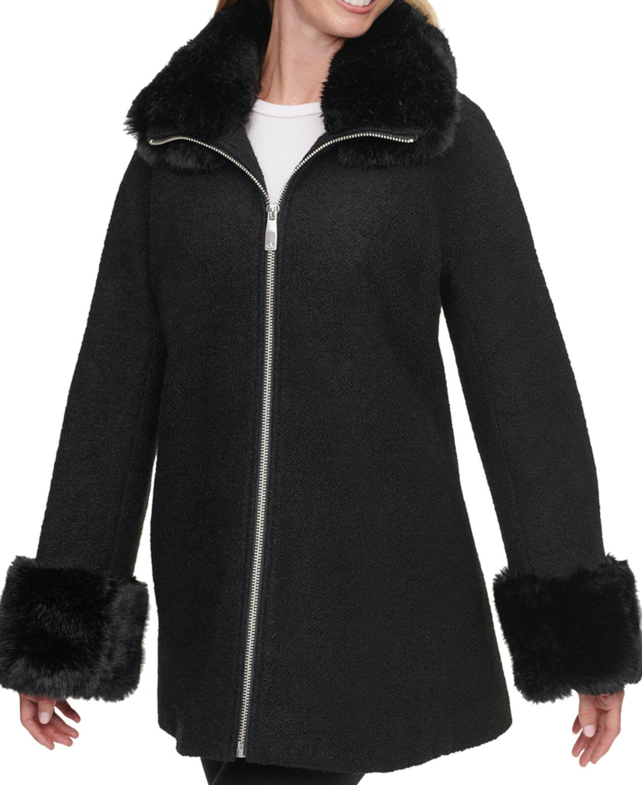 Пальто с отделкой из искусственного меха Calvin Klein
