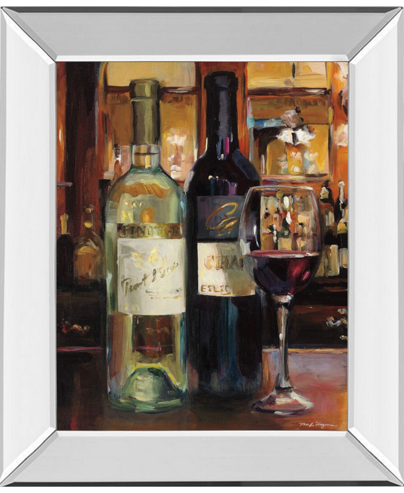 A Reflection of Wine II by Marilyn Hagmeman Mirror Framed Print Wall Art - 22" x 26" Classy Art