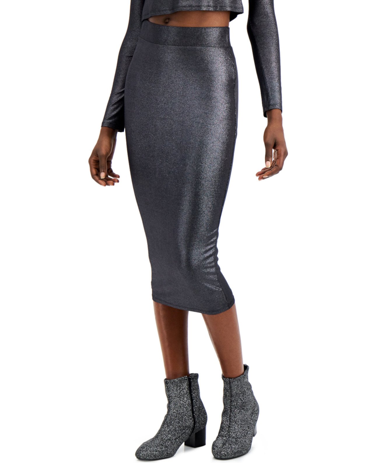 Облегающая юбка-миди с эффектом металлик, созданная для Macy's Bar III