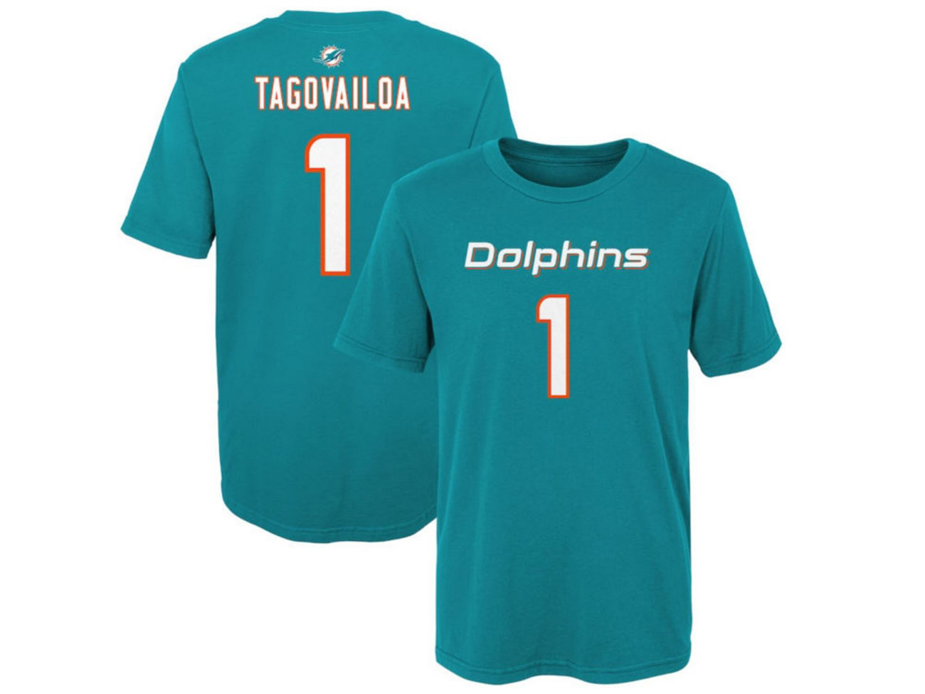 Футболка с именем и номером игрока команды «Майами Дельфинс» для малышей Туа Таговайлоа Authentic NFL Apparel