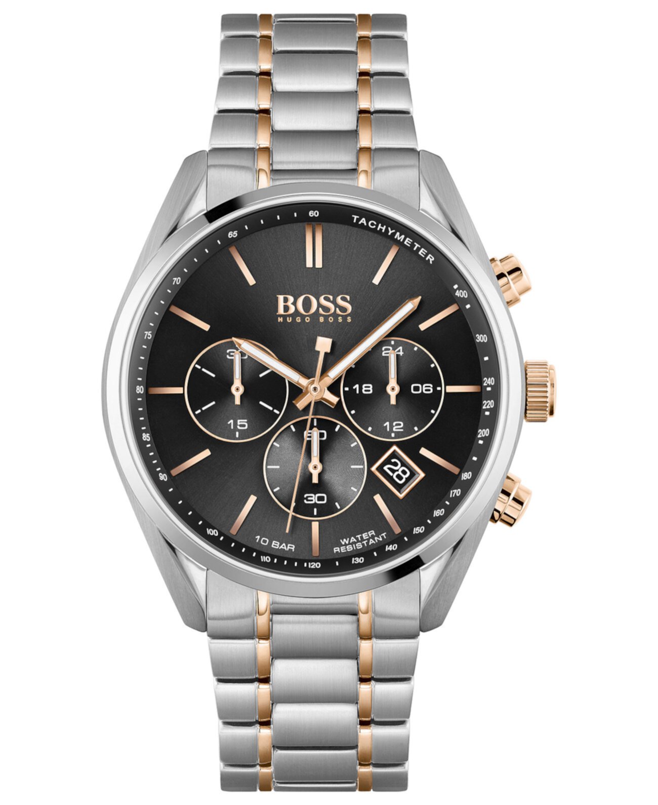 Мужские часы-хронограф HUGO Champion из нержавеющей стали с браслетом, 44 мм BOSS