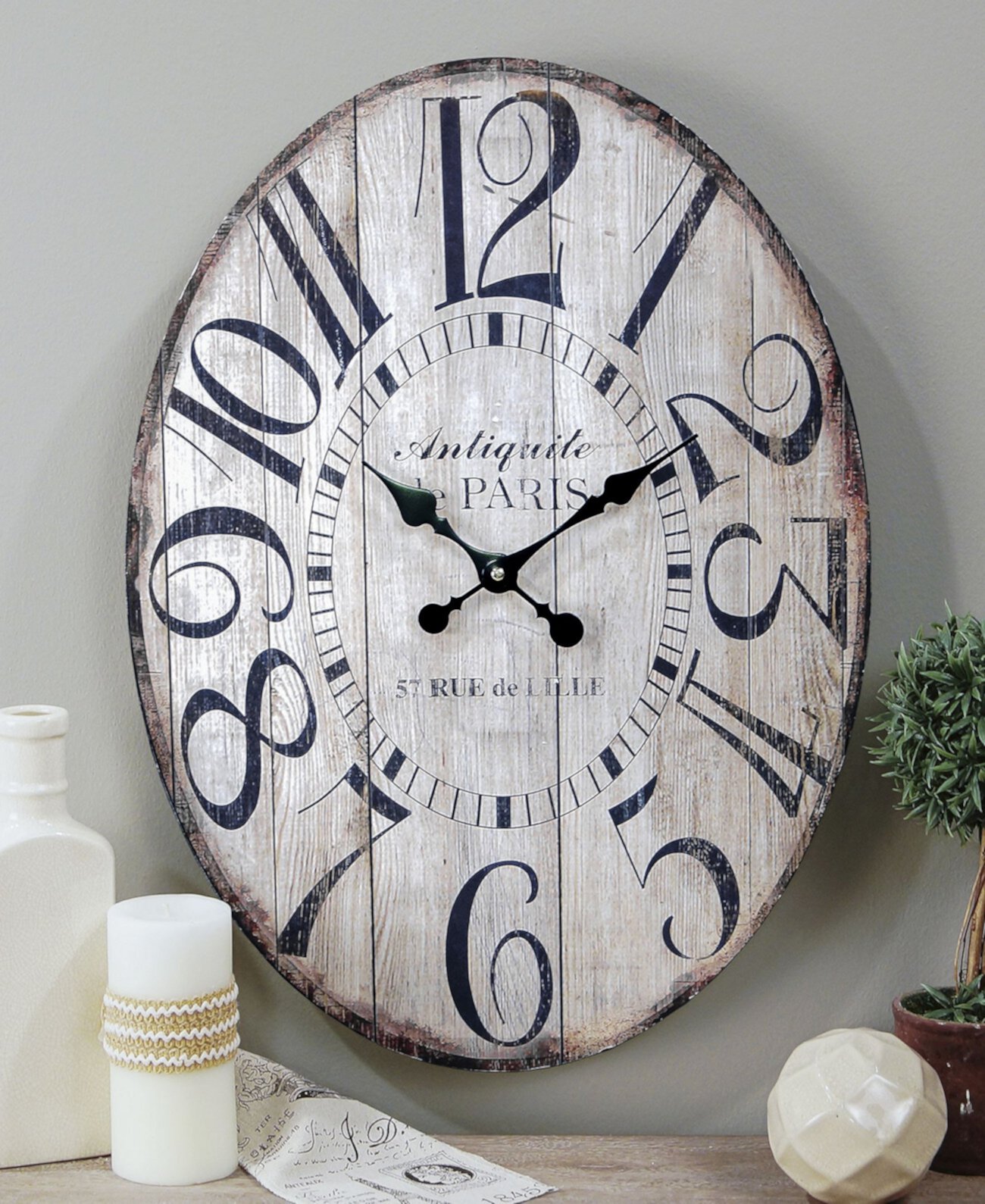 23-дюймовые деревянные овальные часы VIP Home & Garden
