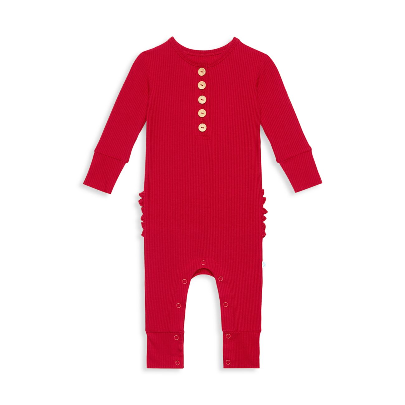 Baby's Ribbed Footless Long-Sleeve Henley Coverall Posh Peanut