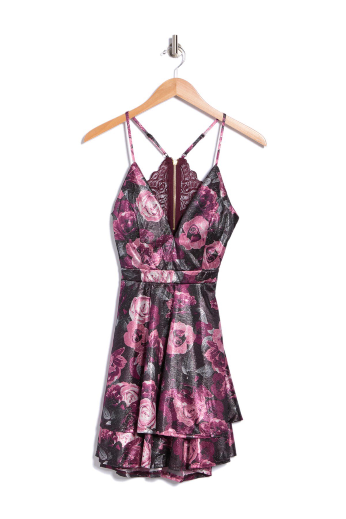 Платье с плиссированной юбкой с металлическим цветочным принтом Love, Nickie Lew