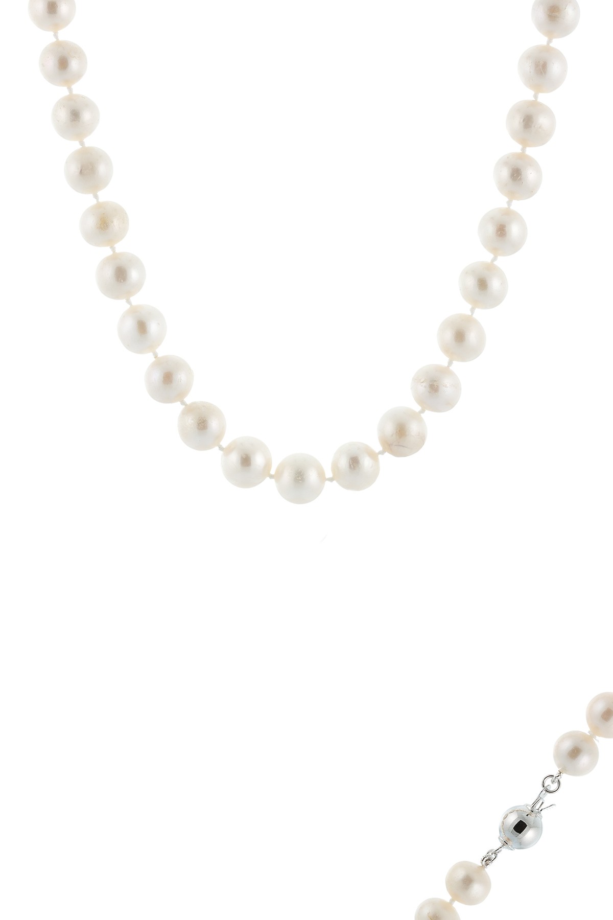 Ожерелье из стерлингового серебра 9-10 мм с культивированным пресноводным жемчугом Splendid Pearls