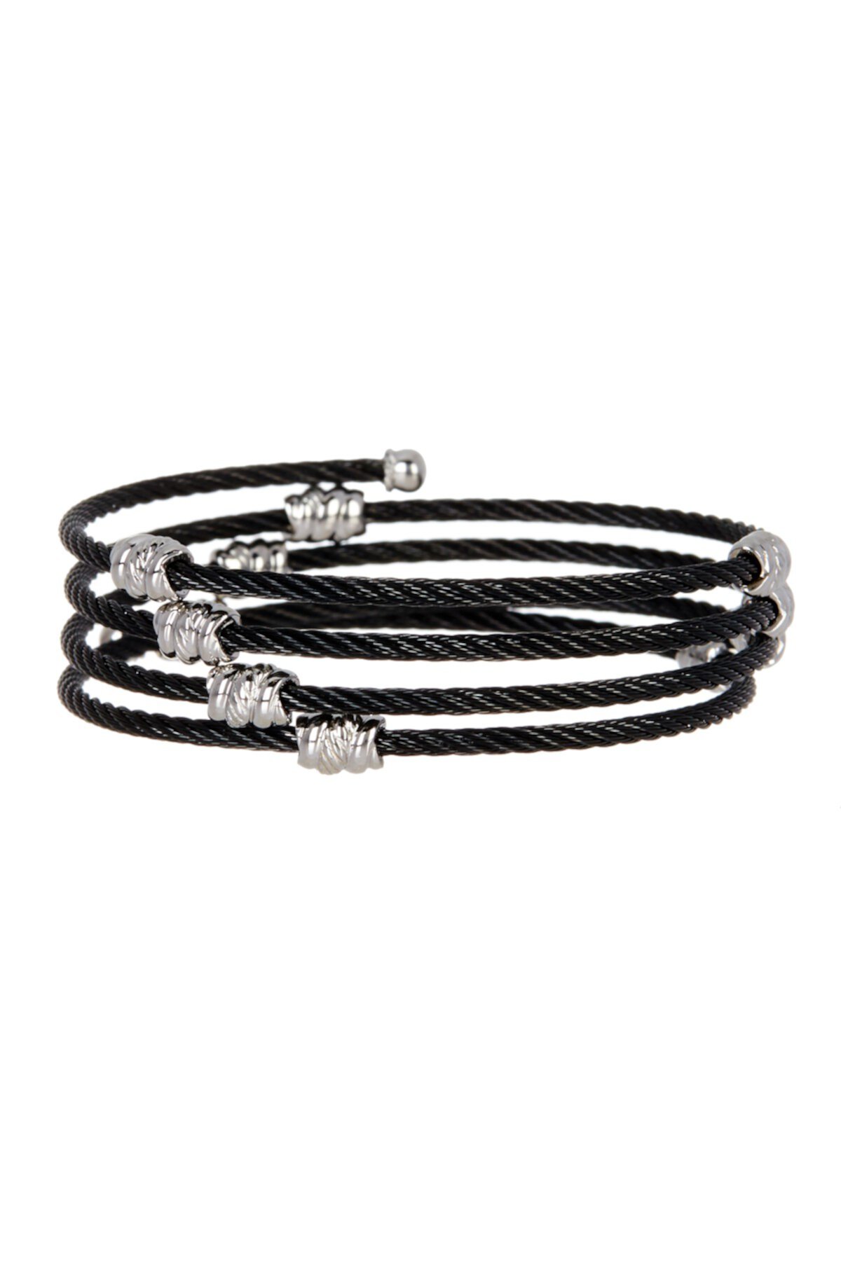 White & Black Stainless Steel Cable Bracelet ALOR