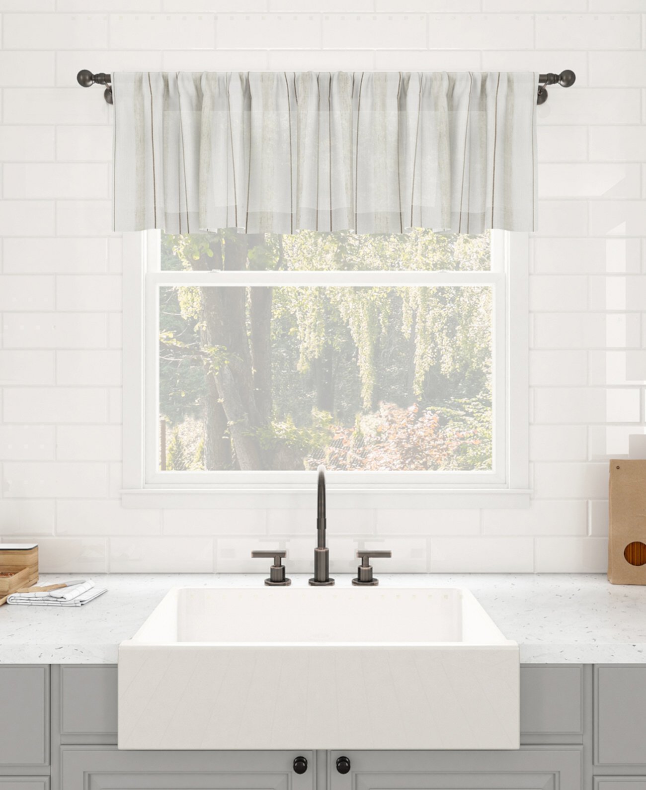 Пылезащитная прозрачная занавеска для кафе в стиле ретро в полоску, 50 "x 14" Clean Window