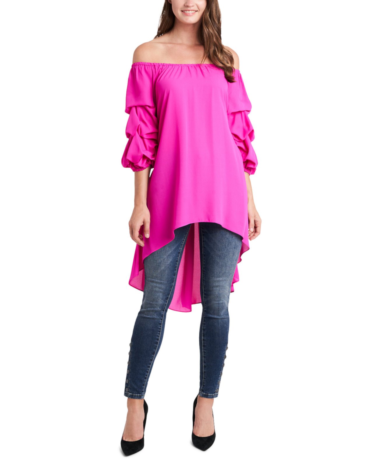 Bubble-Sleeve High-Low Tunic CeCe