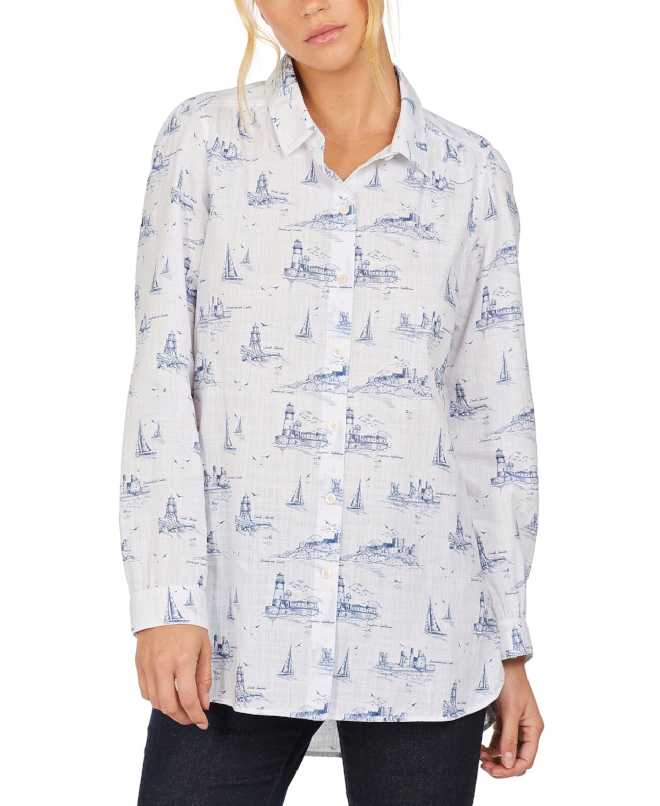 Рубашка из хлопка с морским принтом Seagrass Barbour