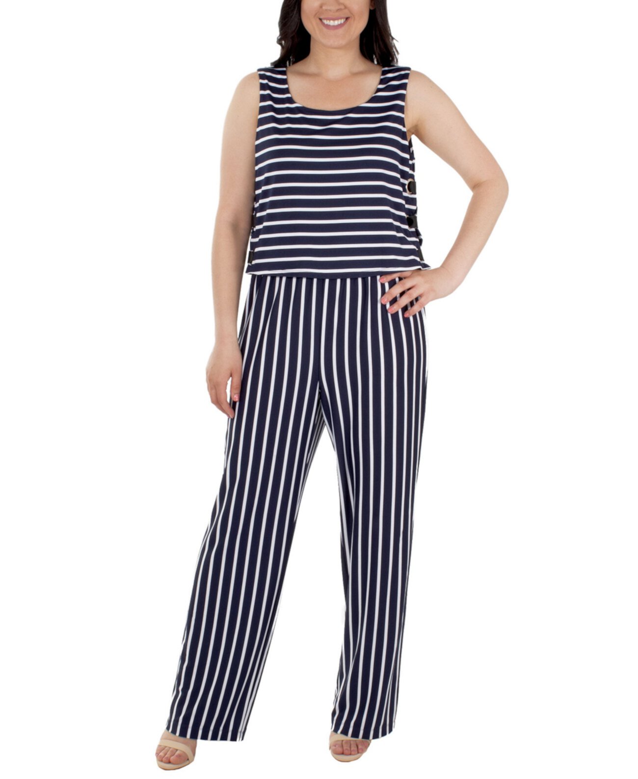 Women's Sleeveless Striped Jumpsuit NY Collection