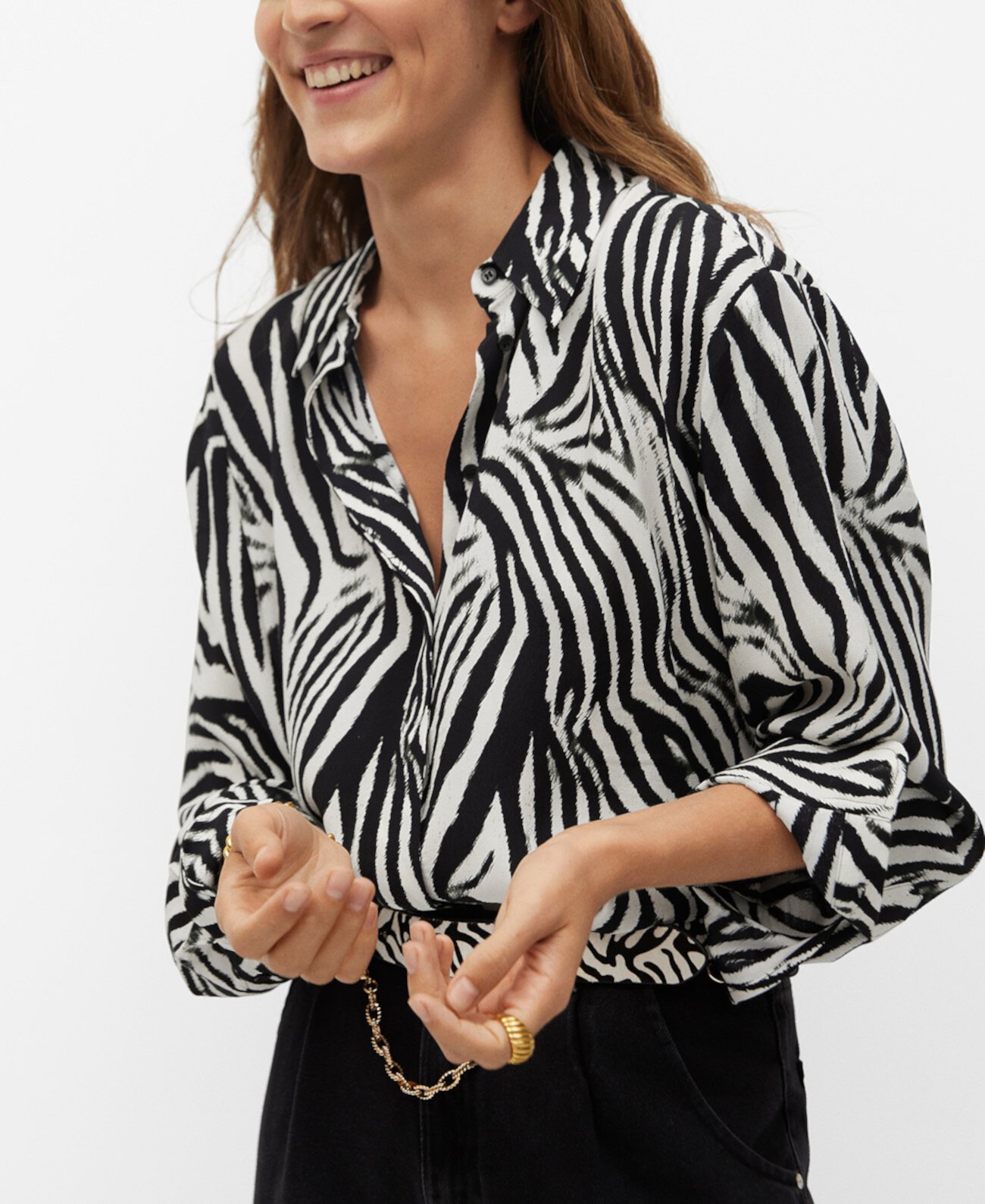 Women's Flowy Zebra Printed Shirt MANGO