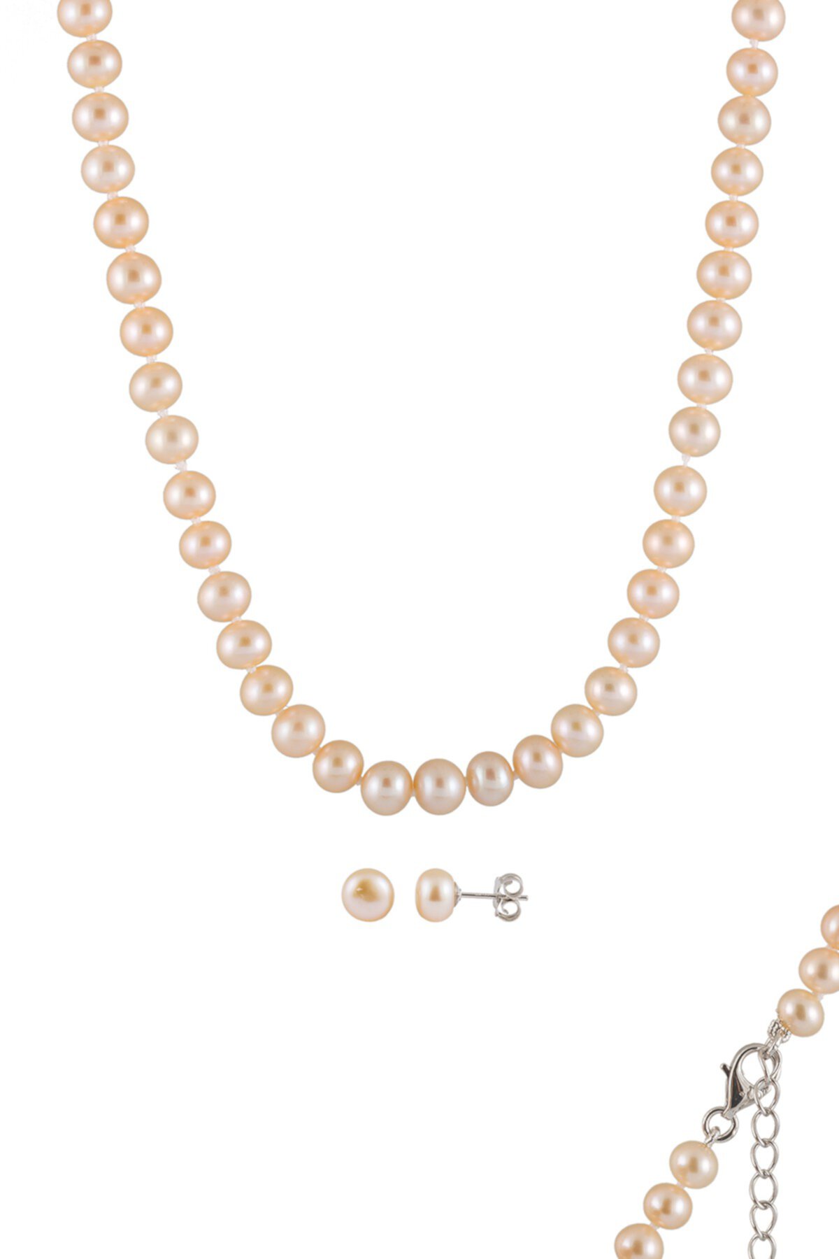 Ожерелье и серьги-гвоздики с культивированным пресноводным жемчугом Splendid Pearls