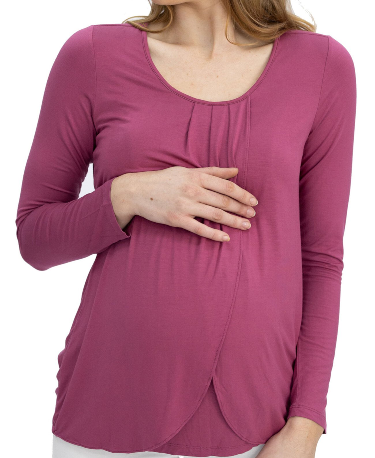 Женский топ с длинным рукавом для беременных и кормящих мам с лепестками спереди Blooming Women by Angel