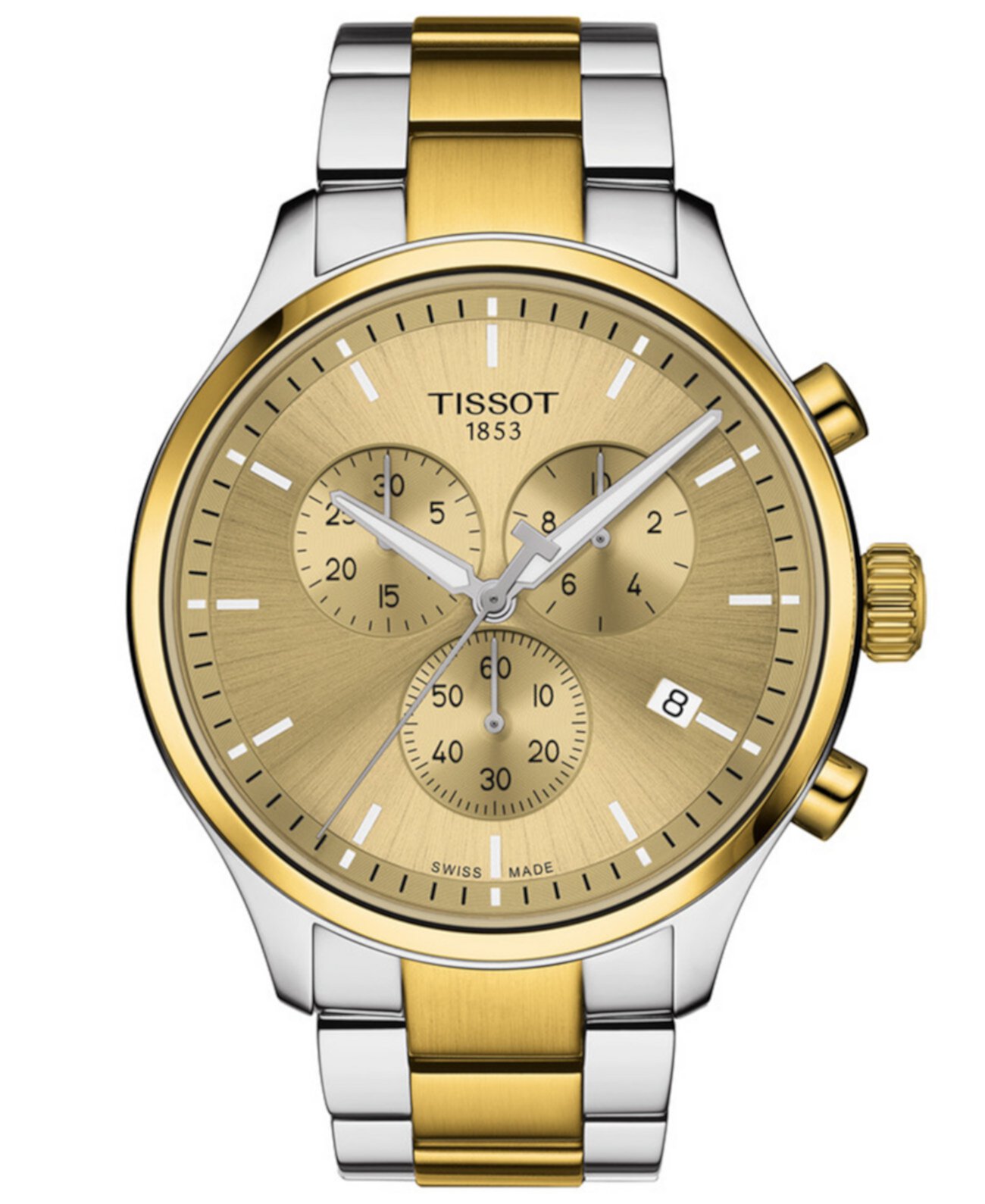 Мужские швейцарские часы с хронографом Chrono XL Classic двухцветные из нержавеющей стали с браслетом 45 мм Tissot