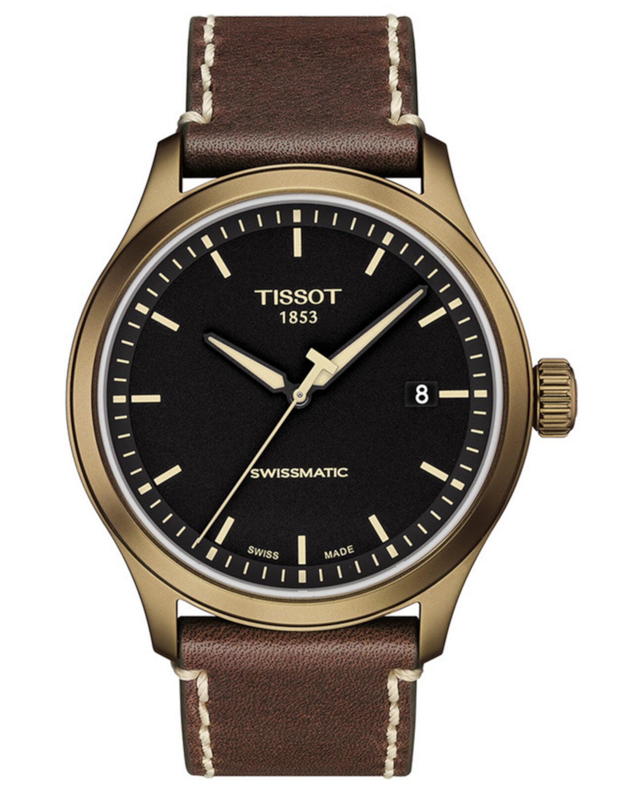 Мужские швейцарские автоматические часы Gent XL Swissmatic с коричневым кожаным ремешком, 43 мм Tissot